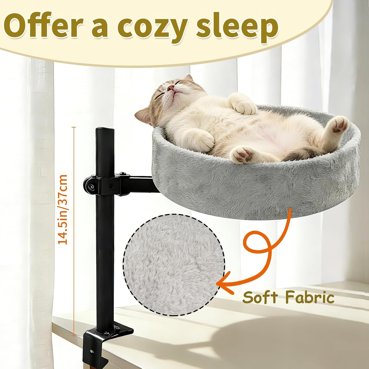 Cama escritorio gato rotación 360 ajustable altura piel sintética