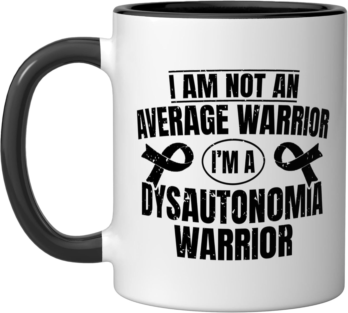 Taza cerámica para dysautonomia POTS warrior negra/blanca