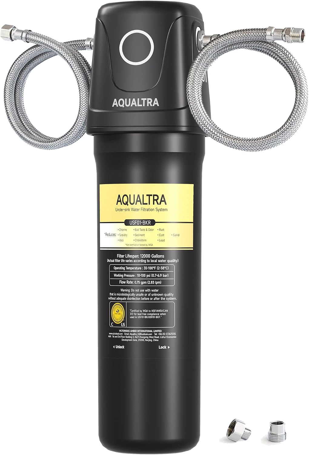 Sistema filtro agua fregadero 12K galones fibra carbono 0.5μm