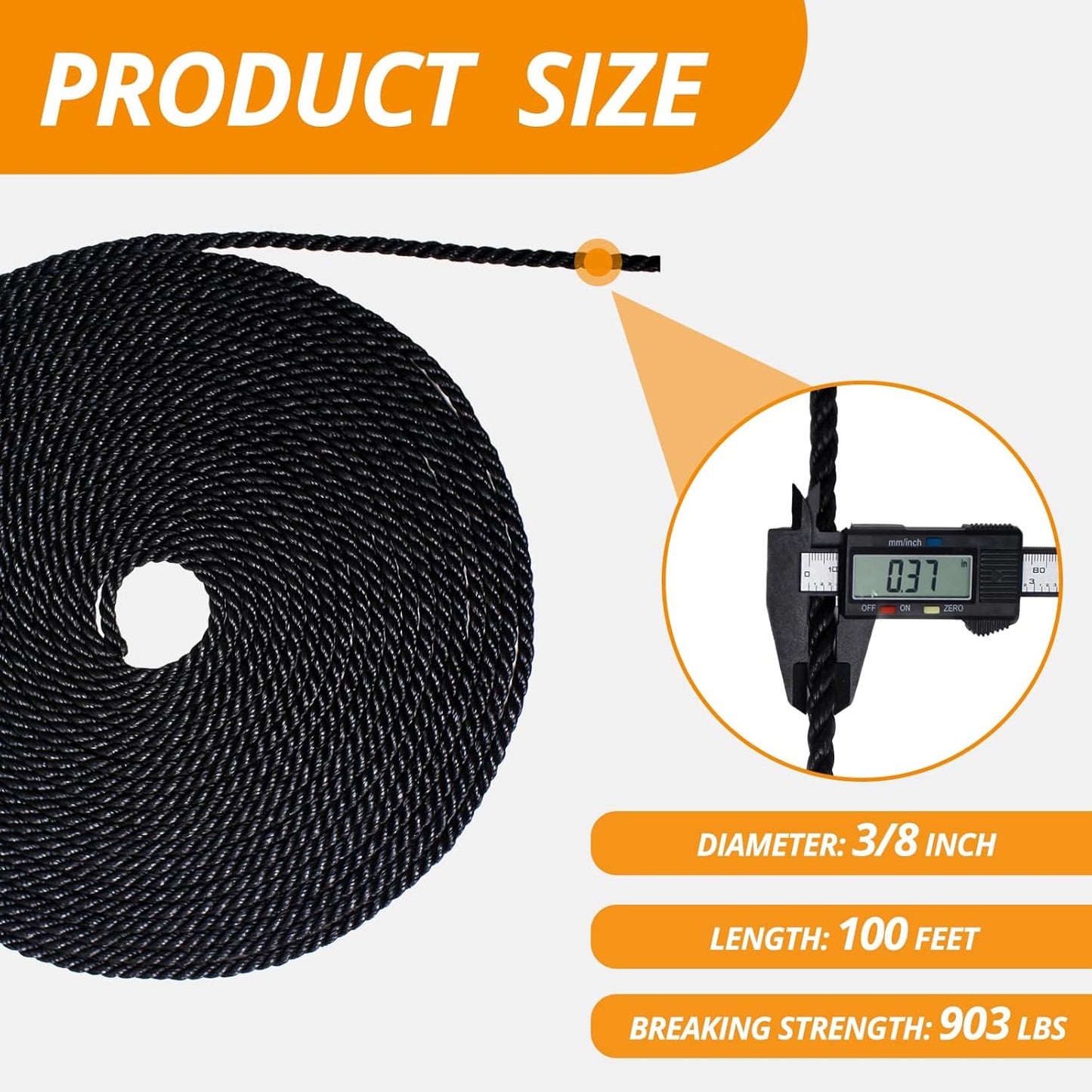 Cuerda polietileno trenzada 3/8pulg 100ft resistente