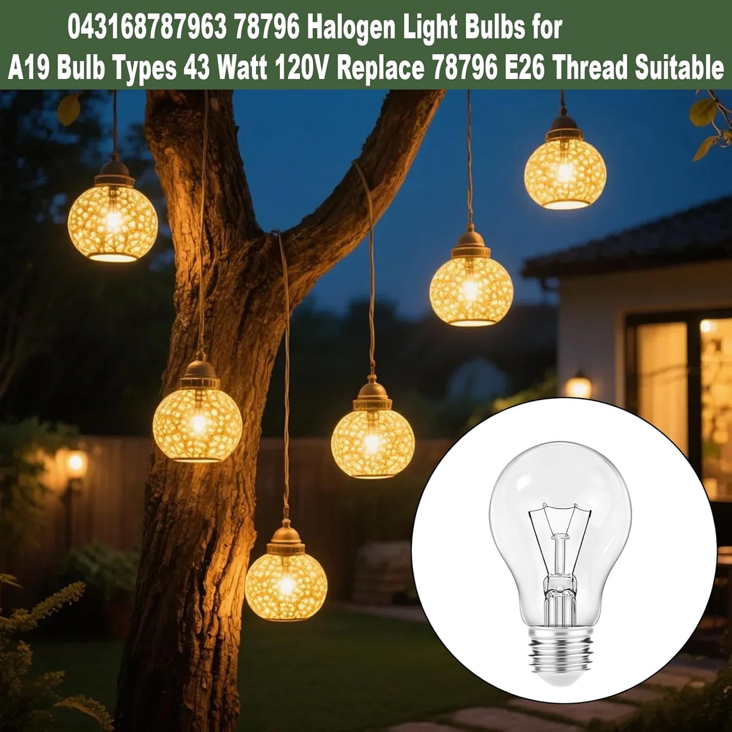 Bombillas halógenas A19 E26 43W 120V set 4