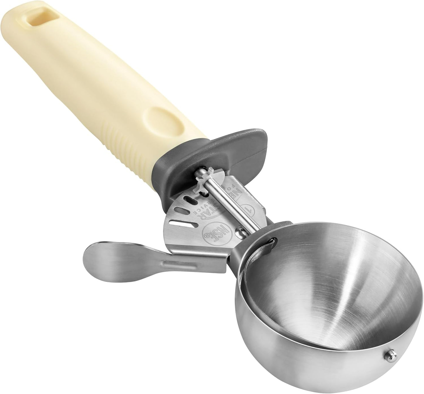 Cuchara de acero inoxidable para pulgar, mango marfil, NSF