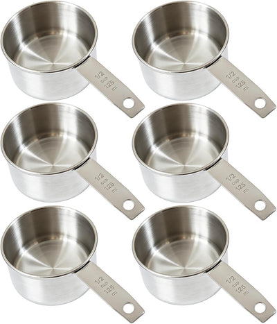 6 tazas medidoras de acero inoxidable 4.2 fl oz para cocina y hornear