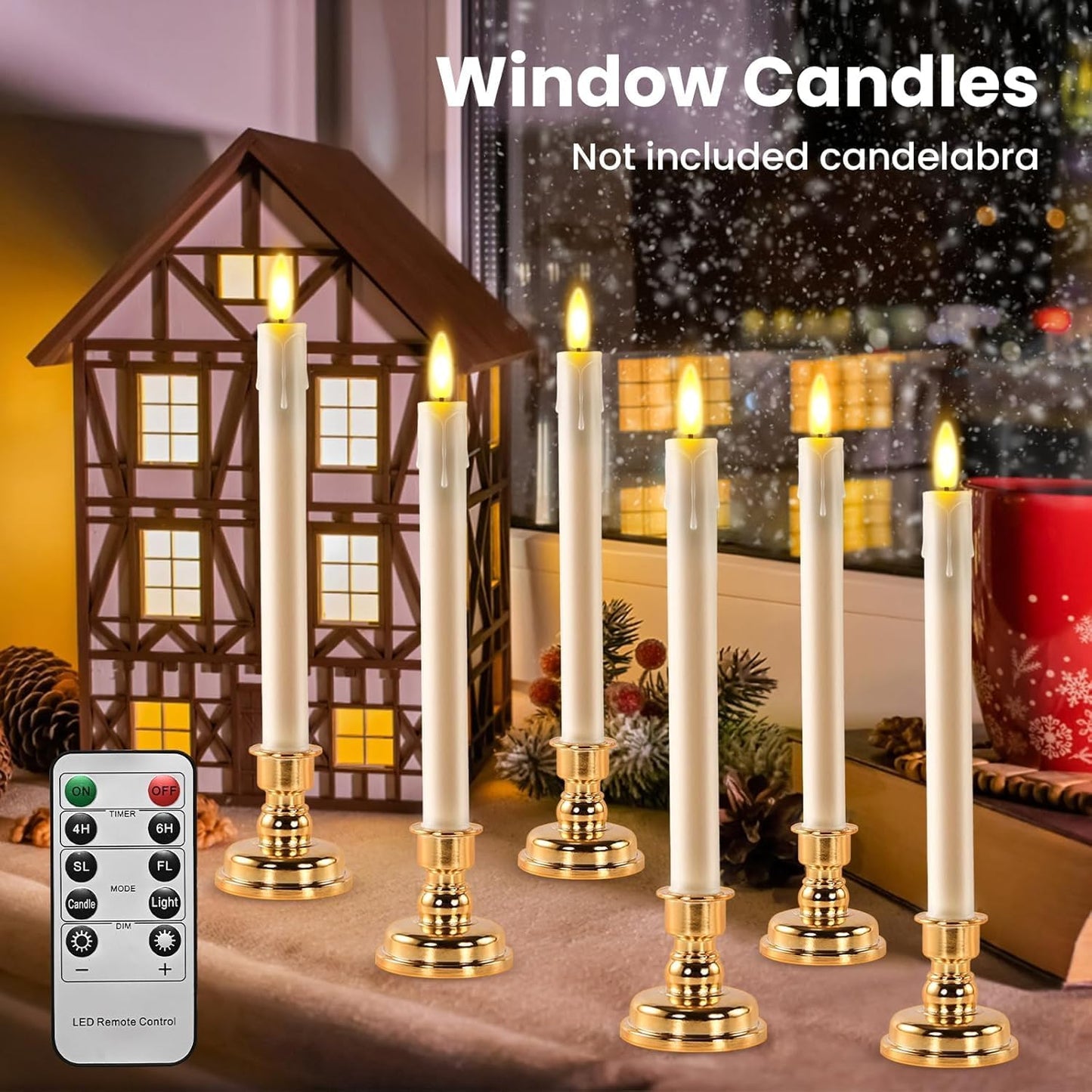 Velas LED sin llama 6 candelabros marfil parpadeo 3D