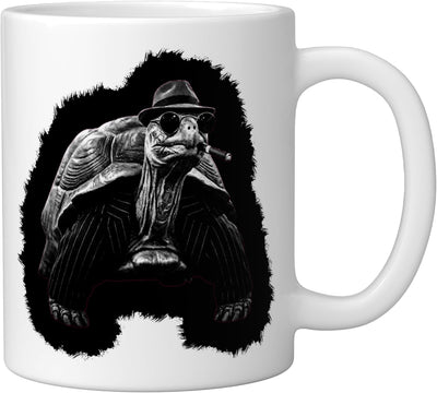 Taza de cerámica vintage gangster don Turtle Smoking Cigar