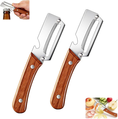 Pelador multifuncional acero inox mango madera 2 pzas
