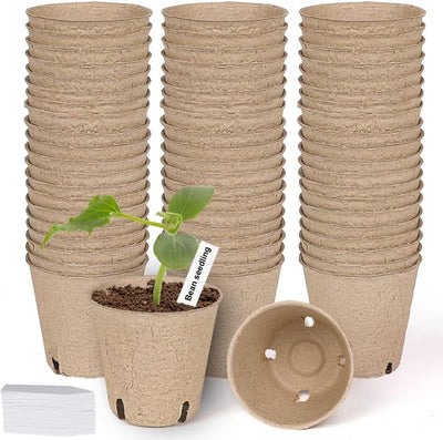 60 Pack Macetas Turba 3.15pulg Biodegradables con Agujeros Drenaje