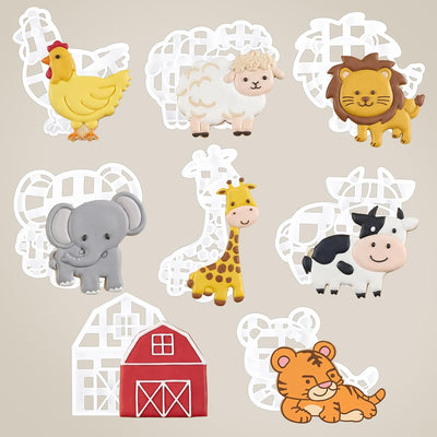 Juego de 8 cortadores de galletas de animales de granja para fiesta de Pascua