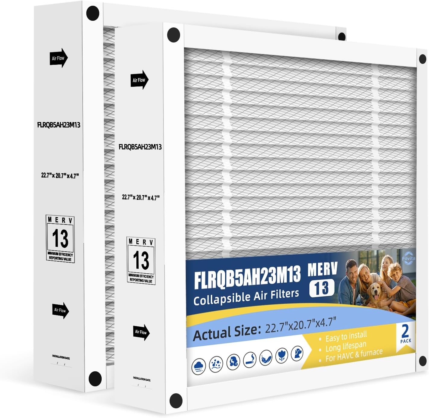 Filtro aire MERV13 22.7x20.7x4.7pulg comp Trane plegable