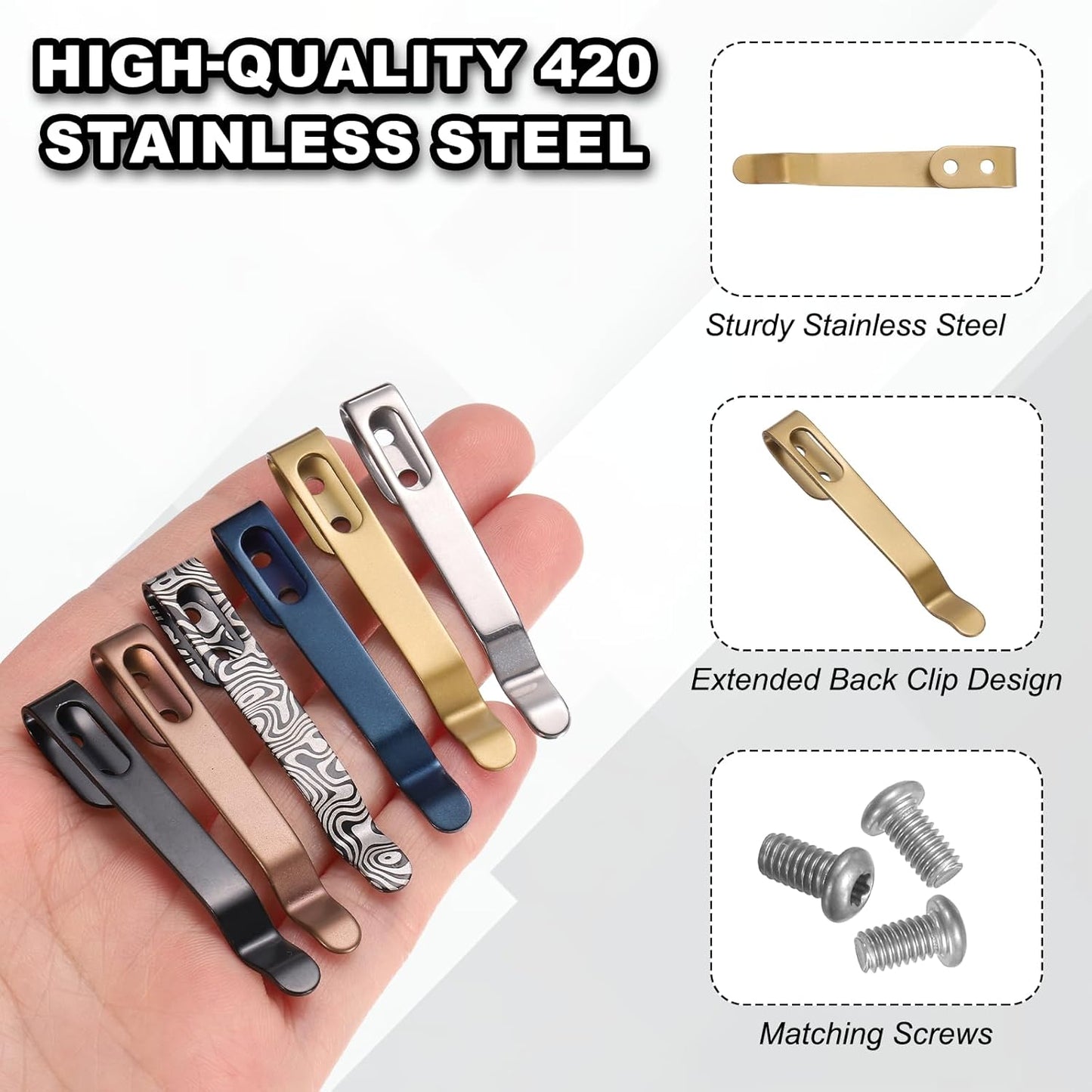 Set 2 Clips Bolsillo Acero Inox Plegables