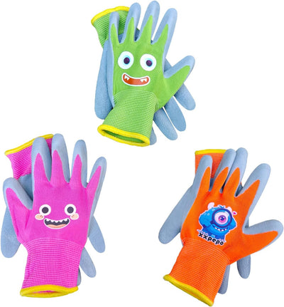 3 Pzas Guantes Jardinería Niños 3-12 Años Recubiertos Goma