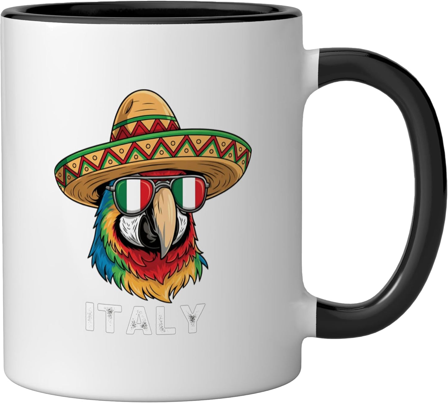Taza cerámica bandera Italia italiana raíces negro/blanco