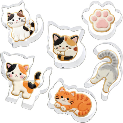 Molde para galletas de forma de gato acero inoxidable 6 piezas