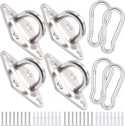 Kit 4 Ganchos Hamaca Capacidad 1800lb Acero Inox M8 Mosqueton