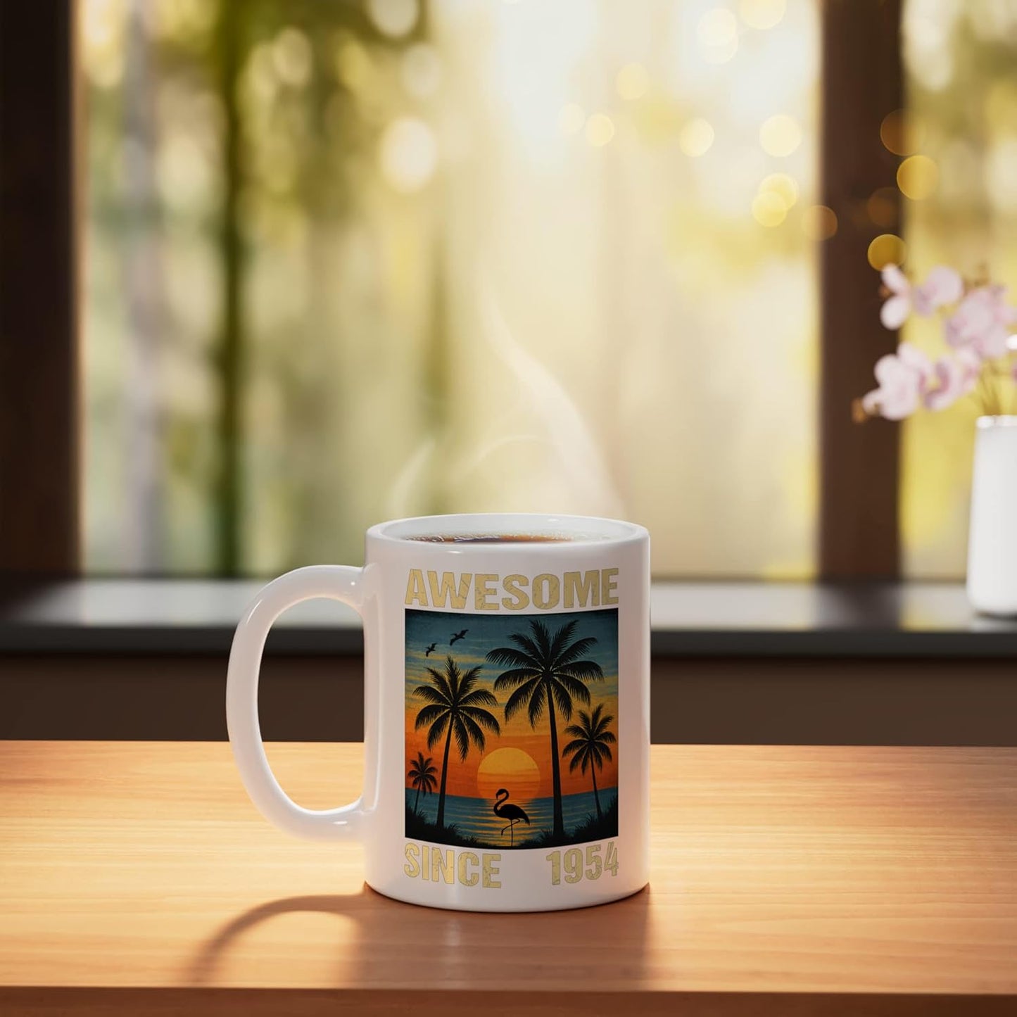 Taza Cerámica Flamenco Palma Blanca 72 Años