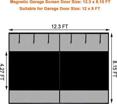 Pantalla privacidad puerta garaje 12x8ft magnética