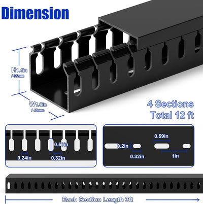 Canaleta cable rack servidores 1.6x2pulg kit 6pies PVC seguro