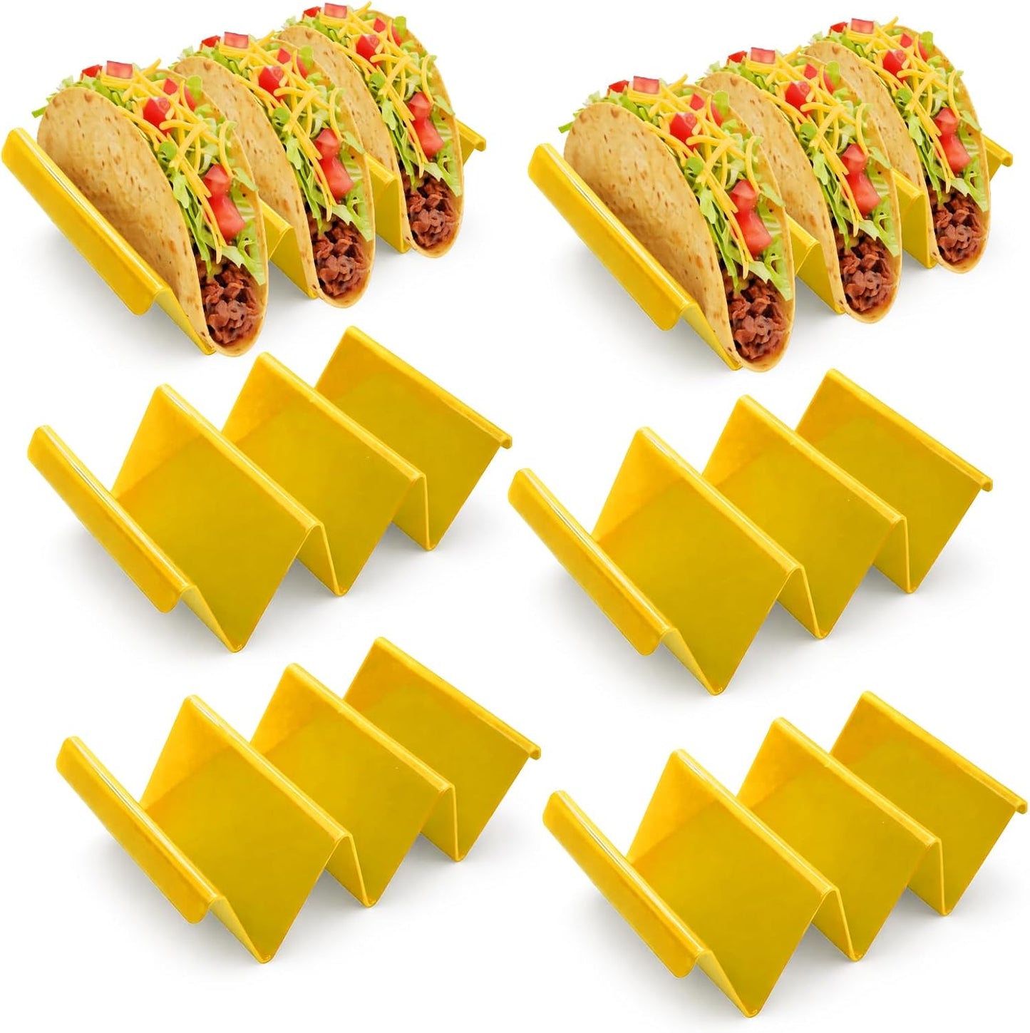 Set 6 soportes tacos para microondas amarillo
