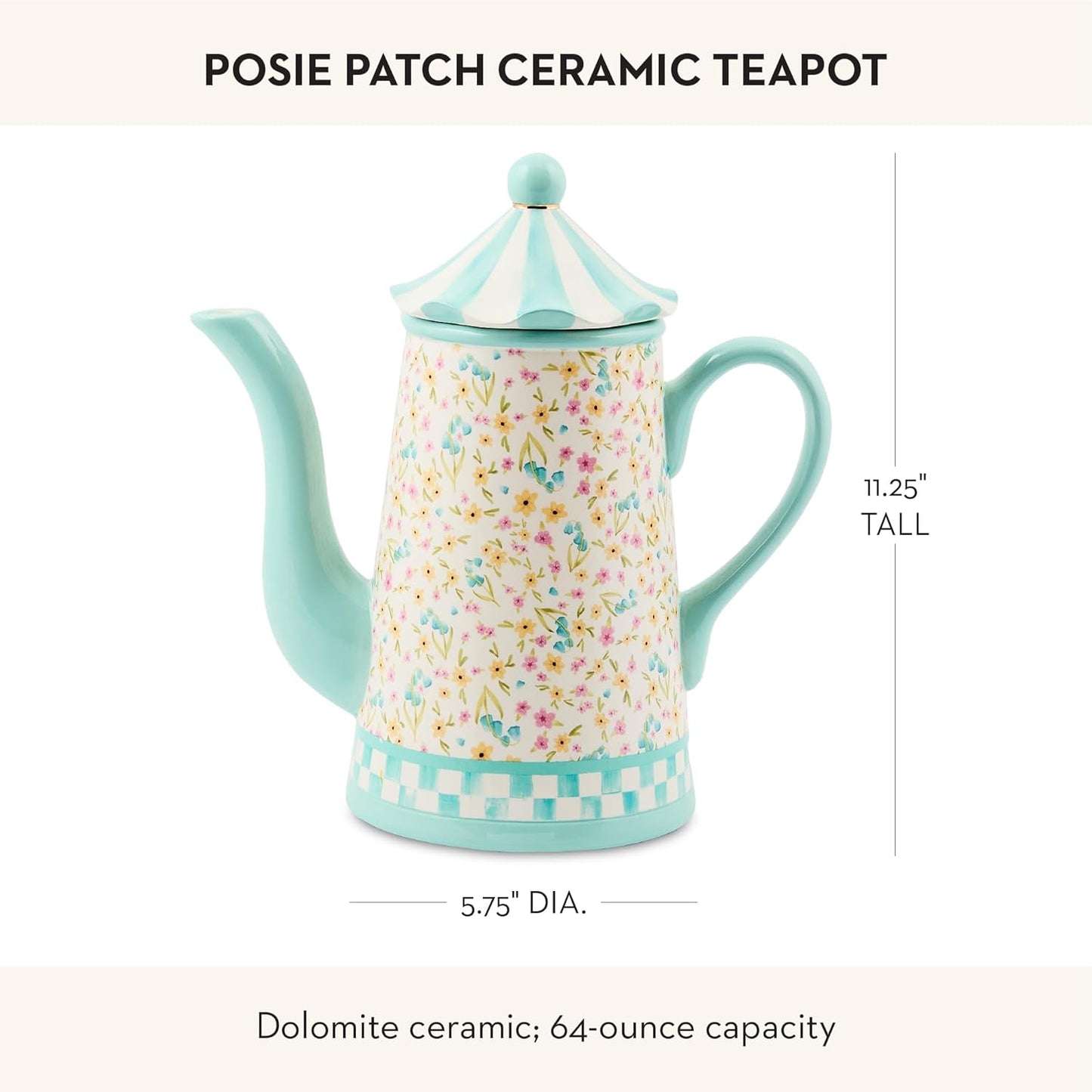 Tetera de cerámica Posie Patch Mackenzie-Childs