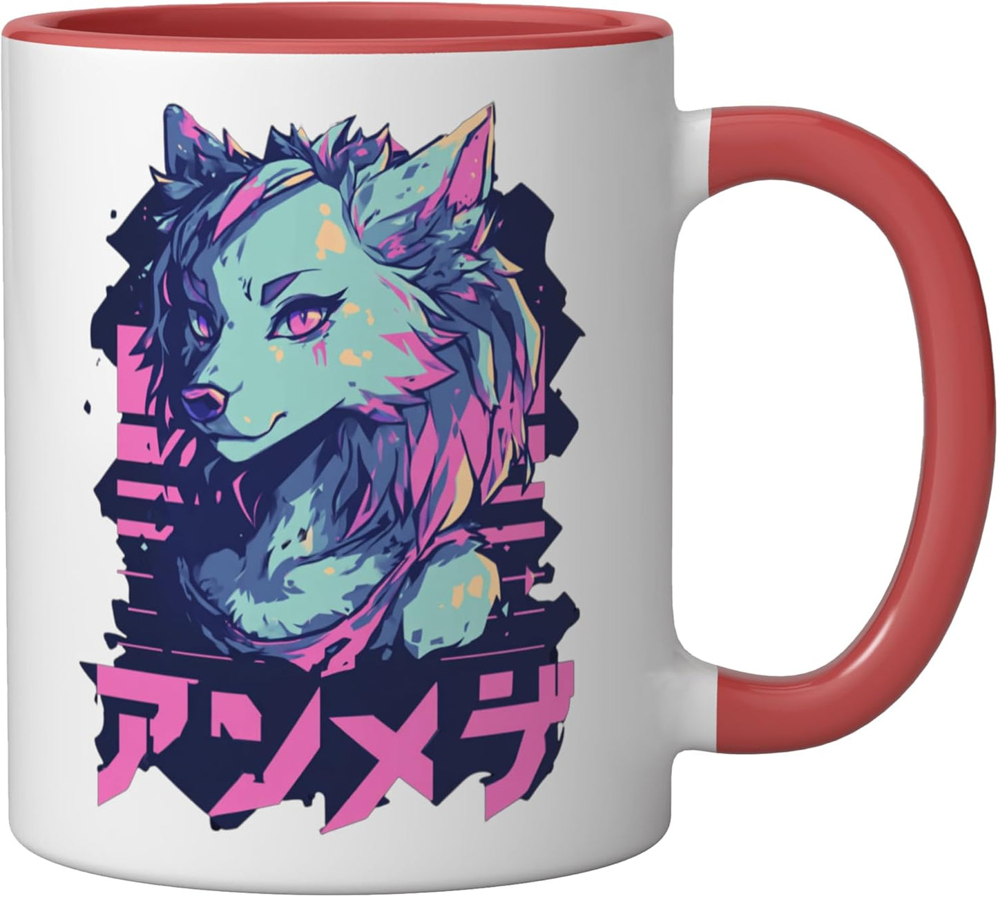 Taza Cerámica Anime Retrô Japonesa Roja/Blanca
