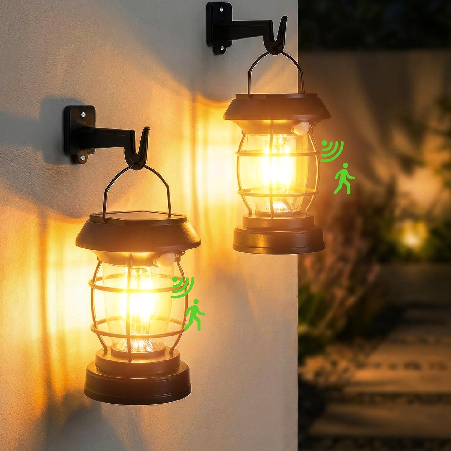 Set 2 Faroles Solar Pared 4 Modos Impermeable