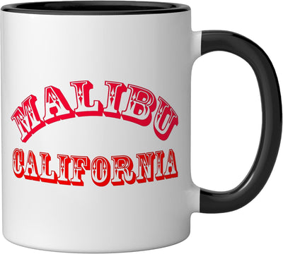 Taza cerámica Malibu California USA souvenir negro/blanco