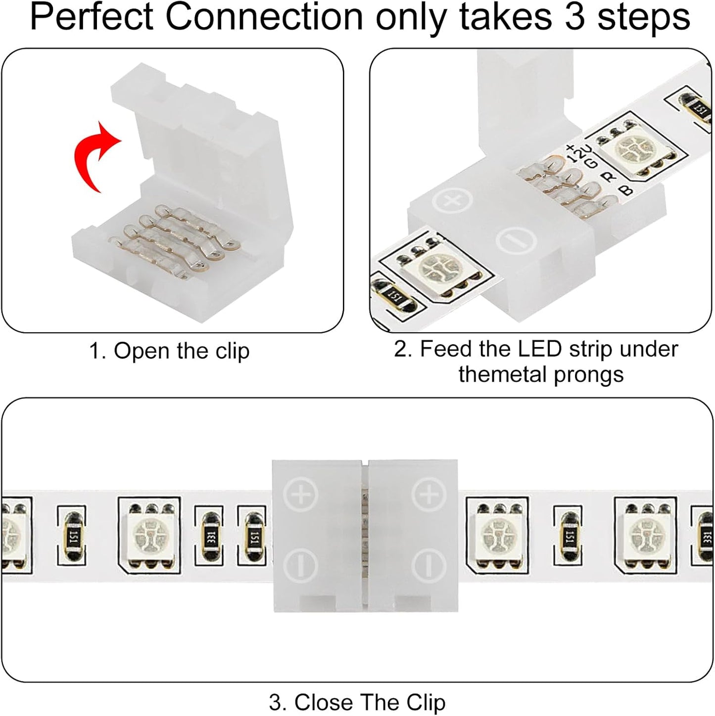 30 Conectores Tira Luz LED RGB 4 Pines Sin Cables