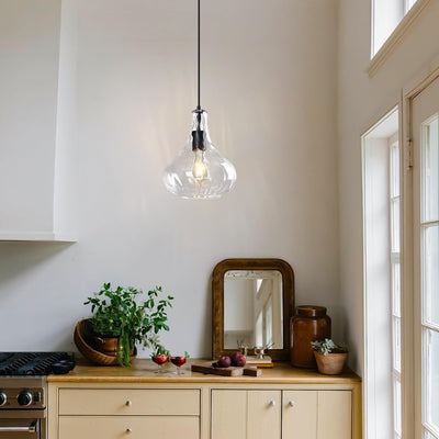 Lámpara colgante vidrio martillado transparente para cocina