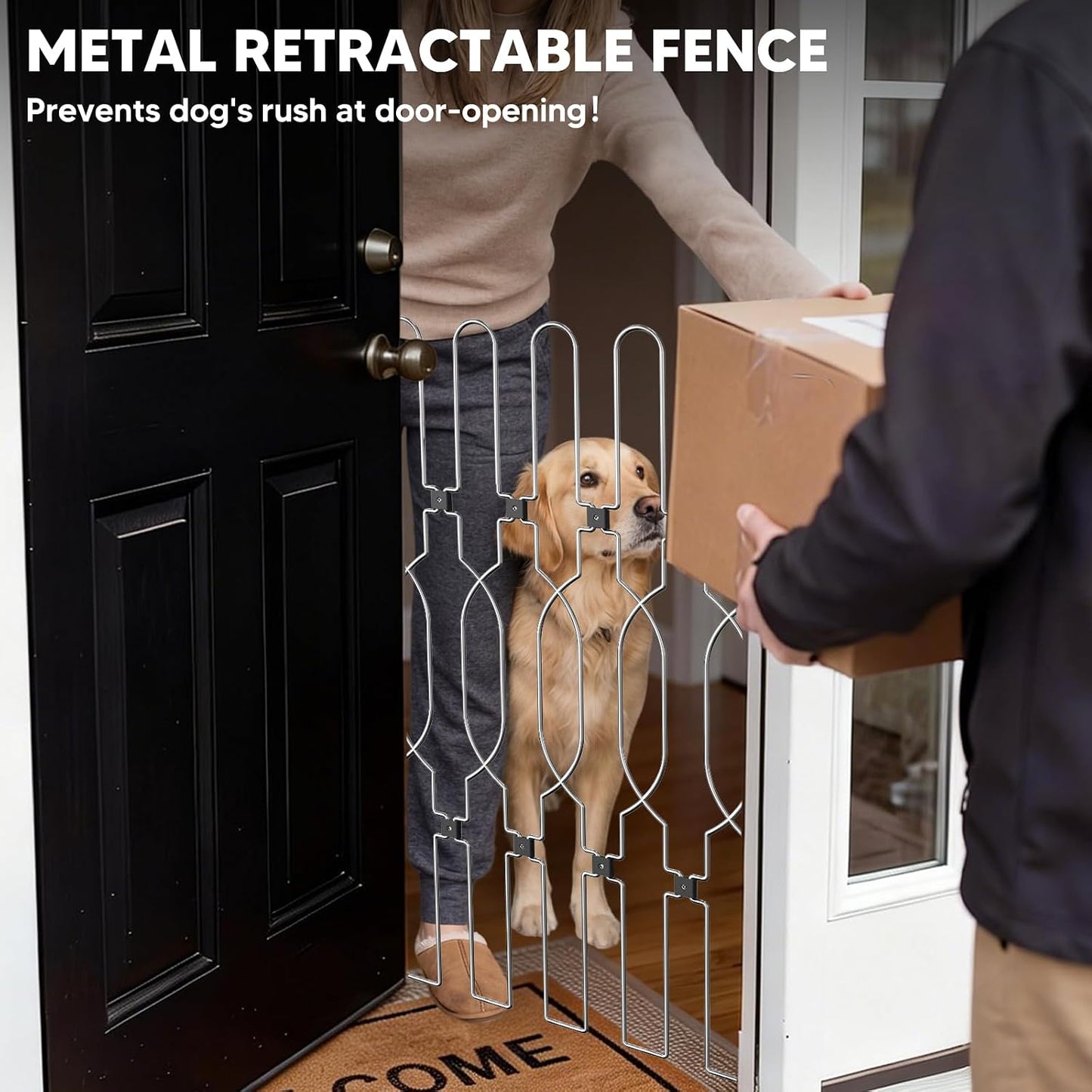 Barrera retráctil metal alta puerta perro 24pulg x35pulg