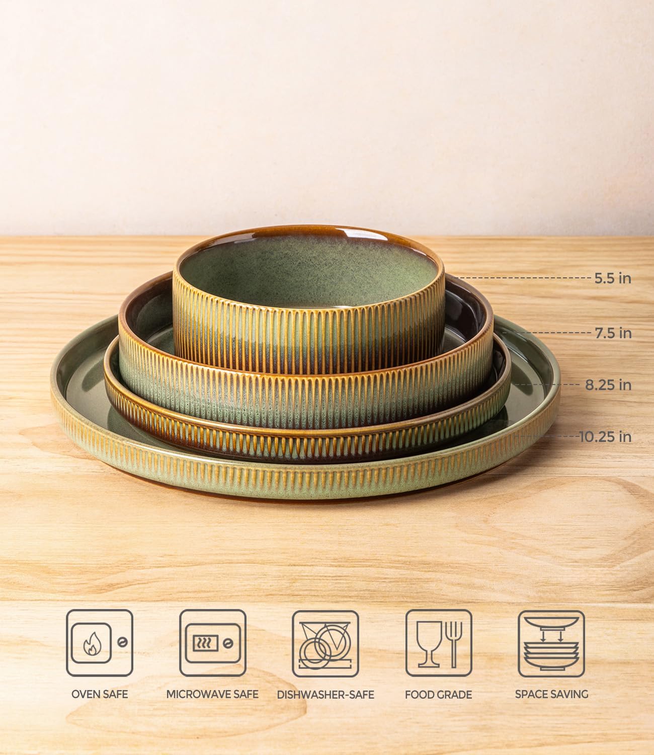 Juego 16 piezas vajilla cerámica cuencos pasta resistente