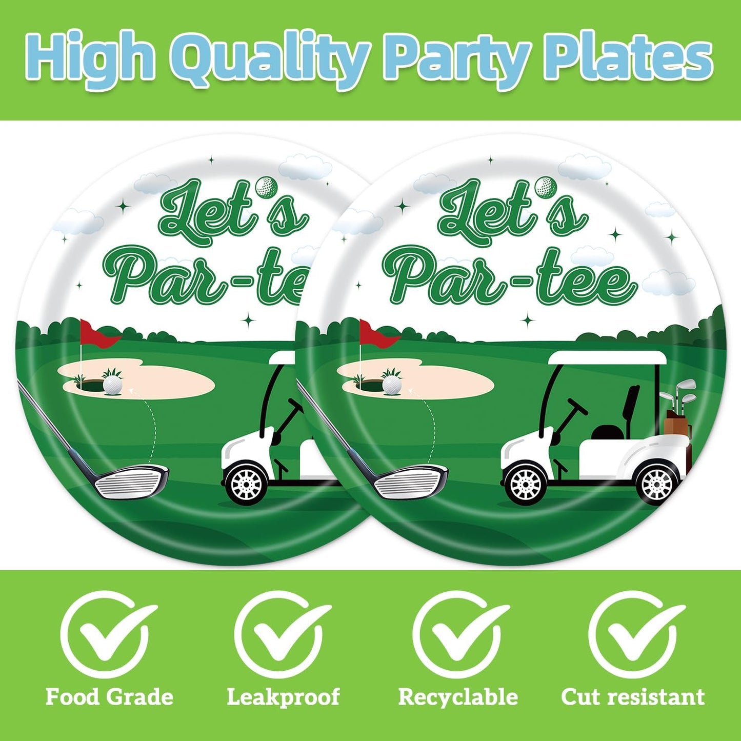 Set 40 platos postre golf servilletas cumpleaños multicolor
