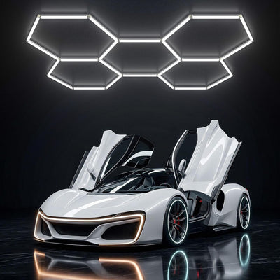 Luces hexagonales garaje 5 LED 6500K poliester