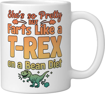 Taza Cerámica Blanca con Dibujo de T-Rex