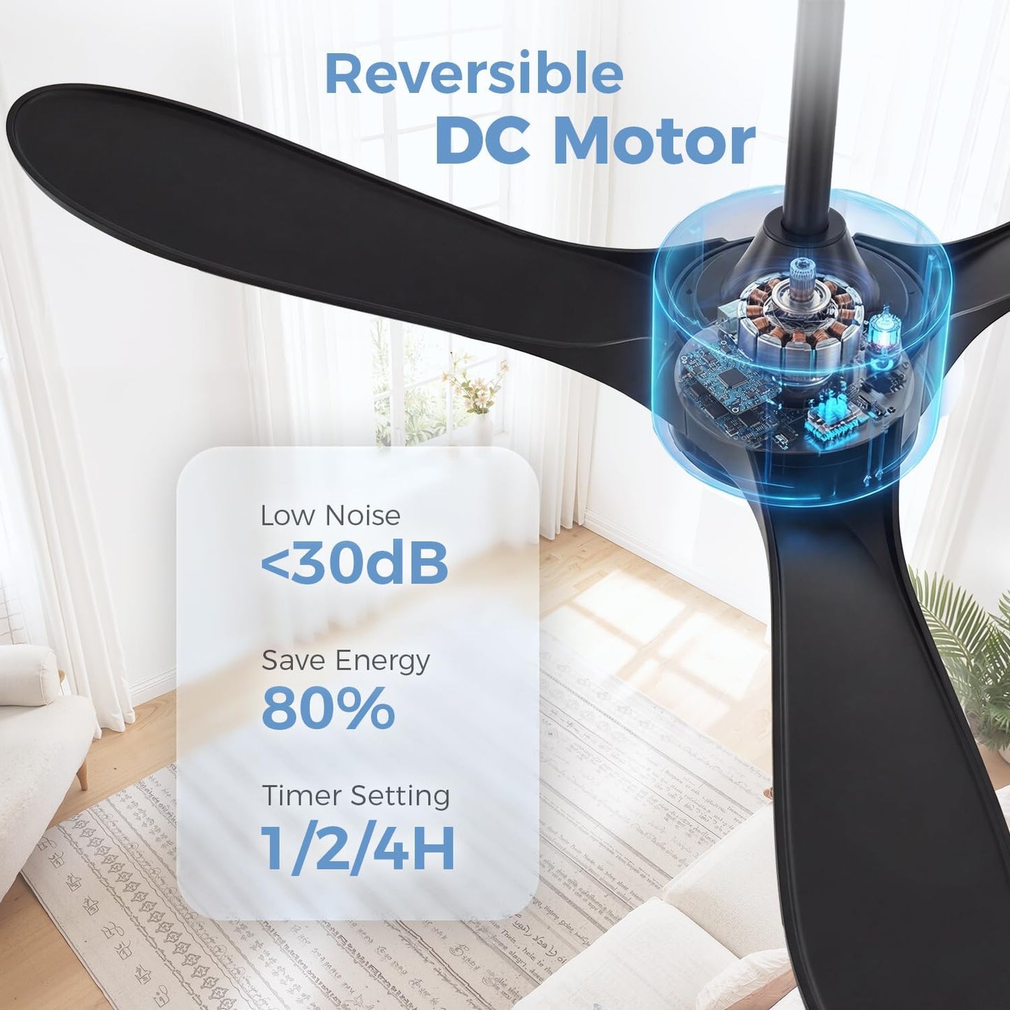 Ventilador techo negro 52pulg exterior 6 velocidades