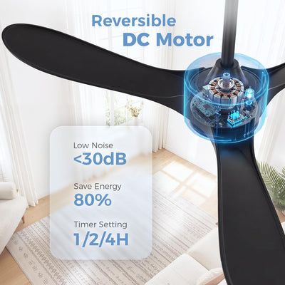 Ventilador techo negro 52pulg exterior 6 velocidades