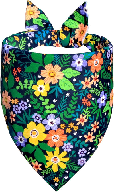 Bandana floral perro grande reversible con flores silvestres
