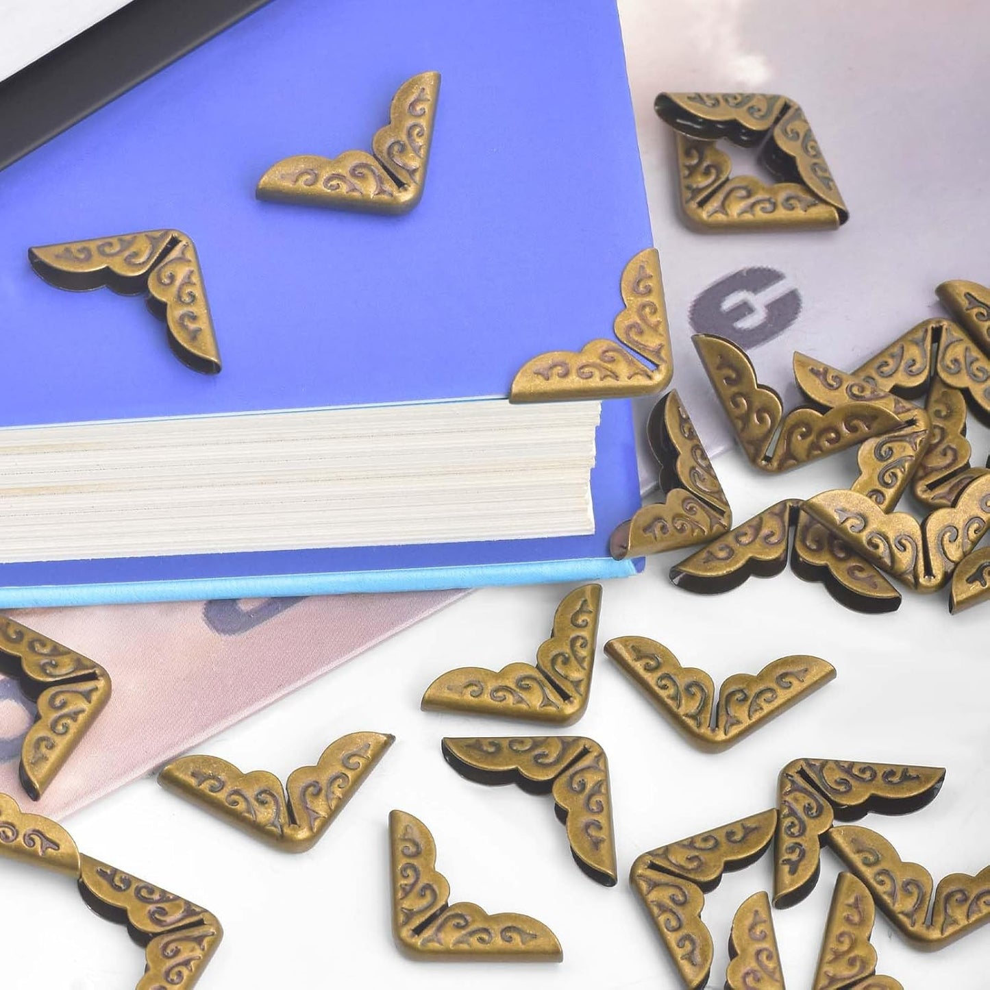 500 Protectores Esquina Libros Metal Hierro Bronce Triángulo
