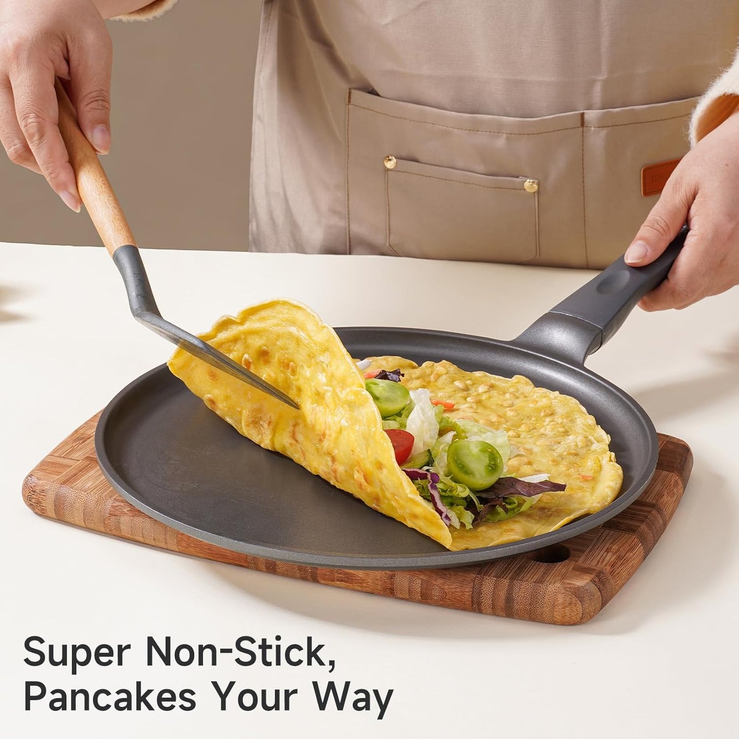 Sartén antiadherente titanio 11pulg para crepes y tortilla