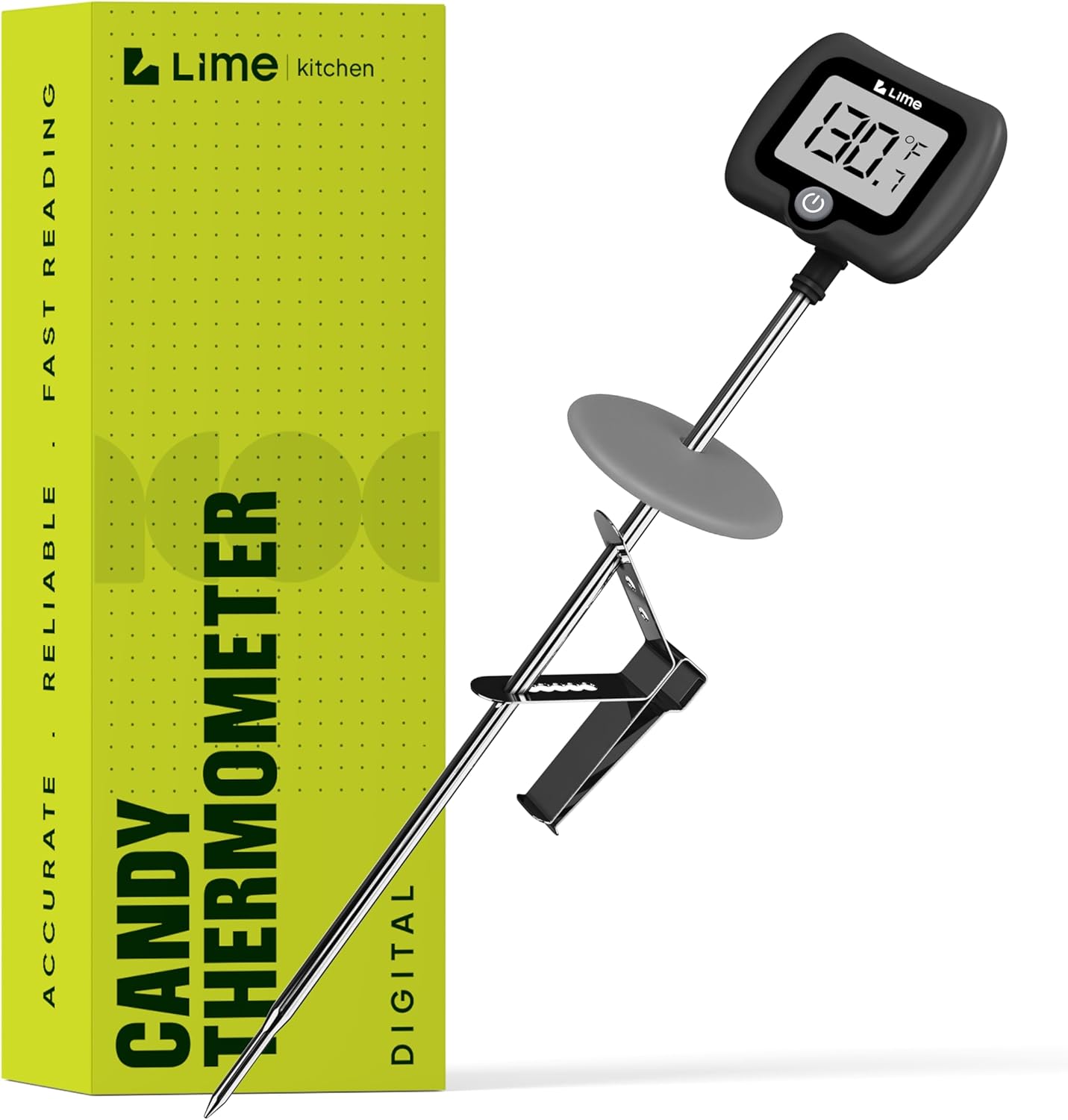 Termómetro digital para cocina con pinza de acero inoxidable 10"