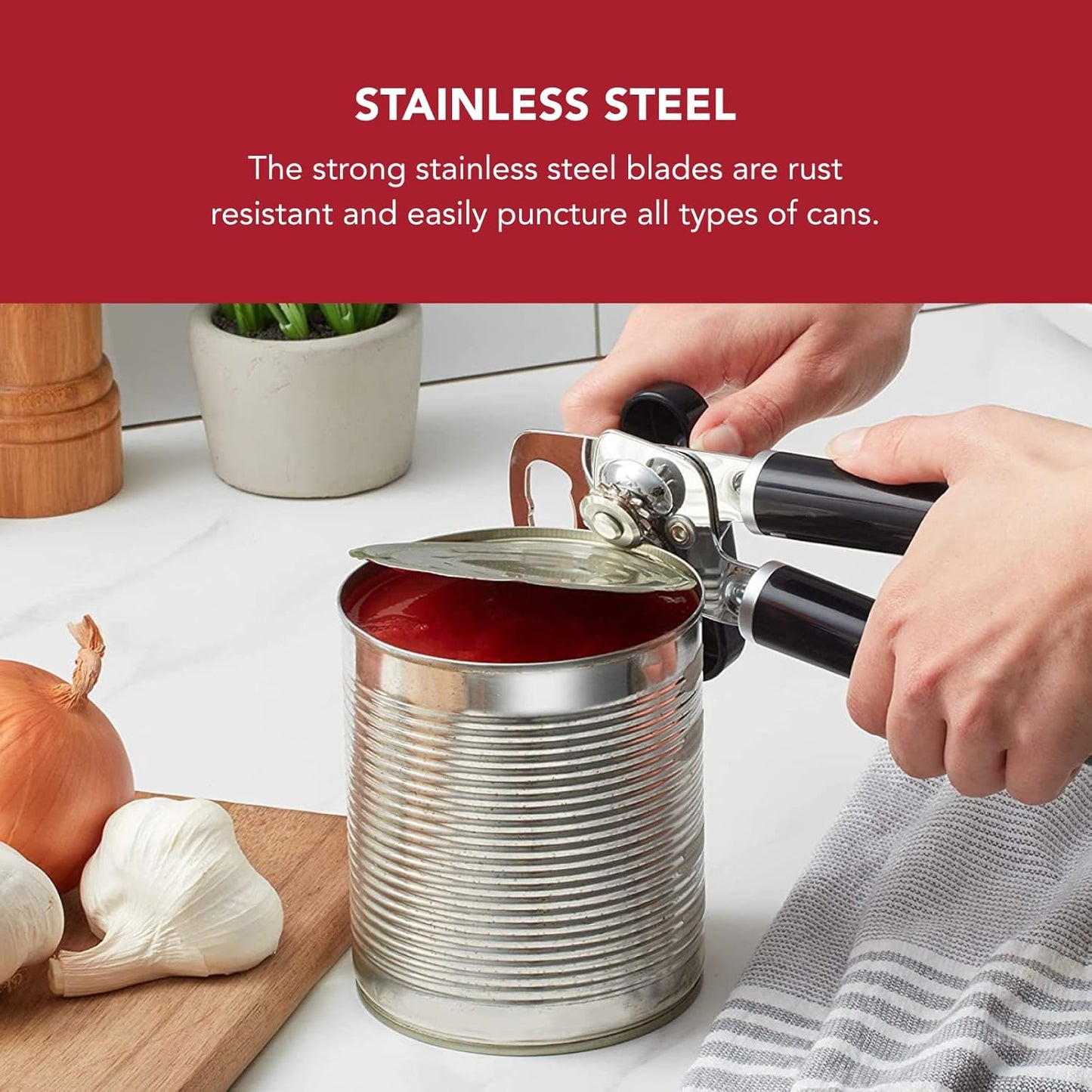 Abrelatas multifunción acero inox set 12 piezas negro