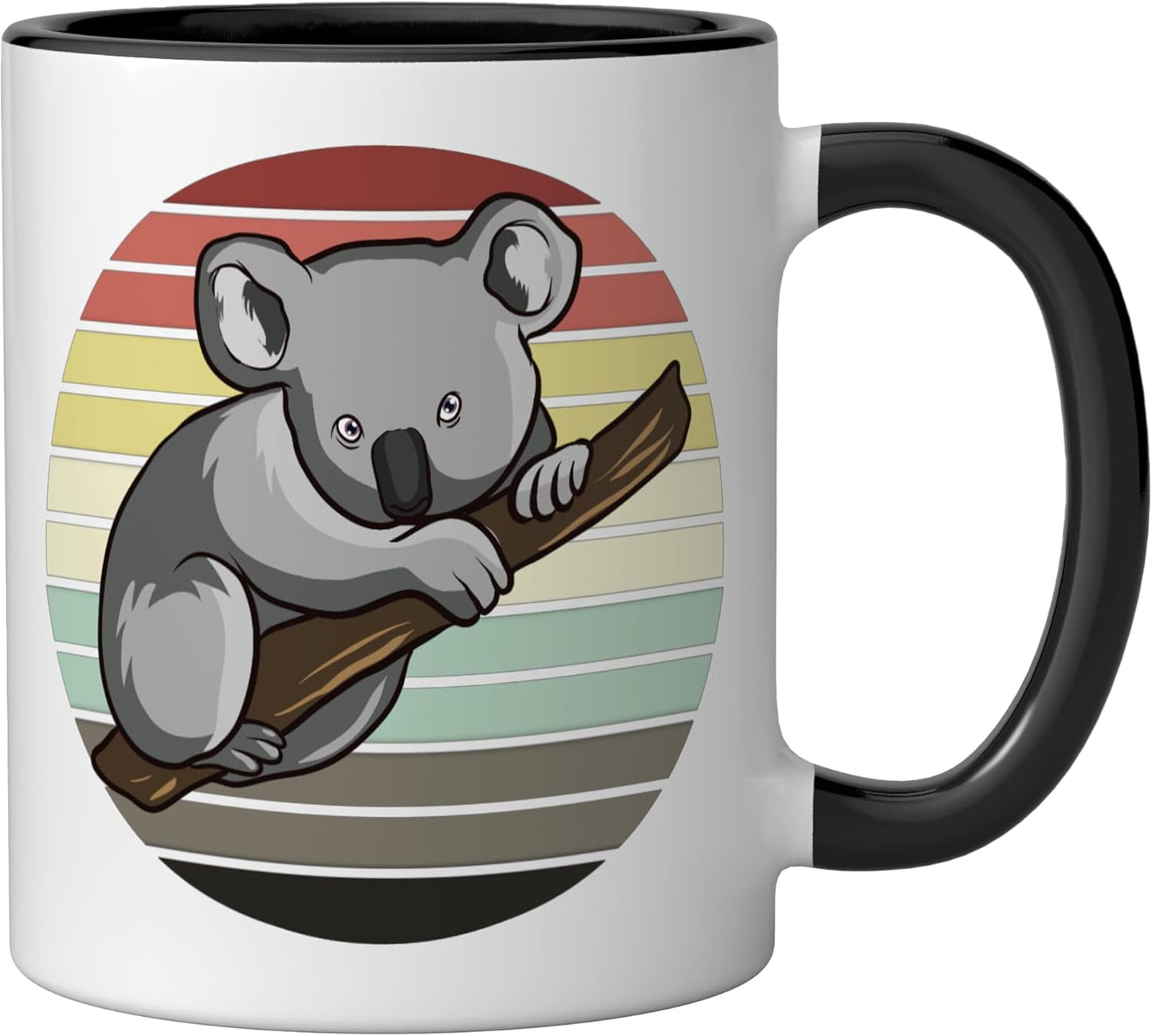 Taza cerámica koala vintage para mujer negro/blanco