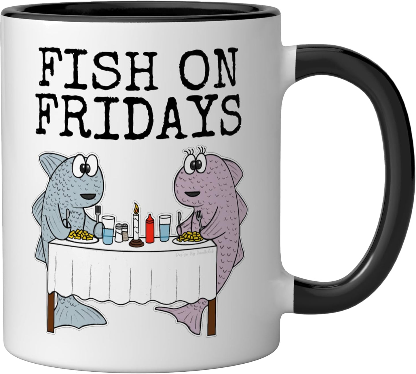 Taza Cerámica Supper Fish Negro/Blanco