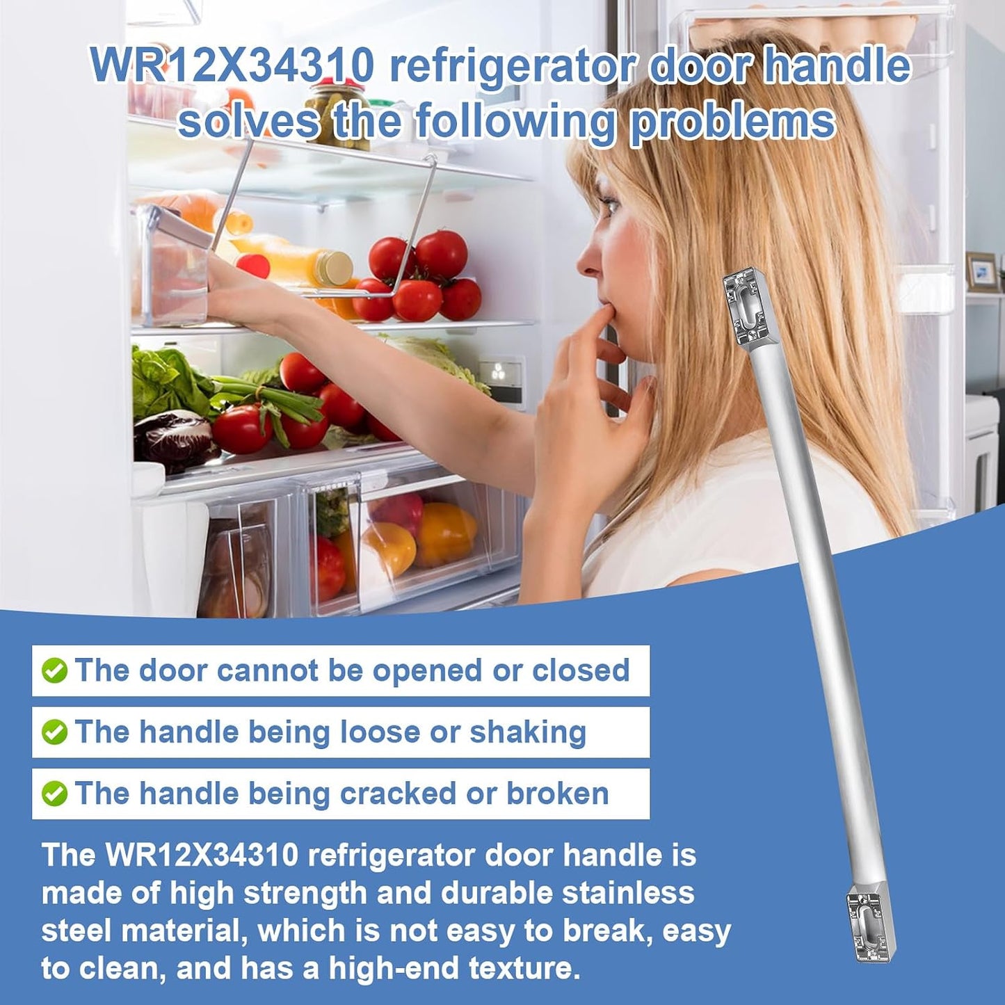Manija puerta refrigerador comp GE acero inox