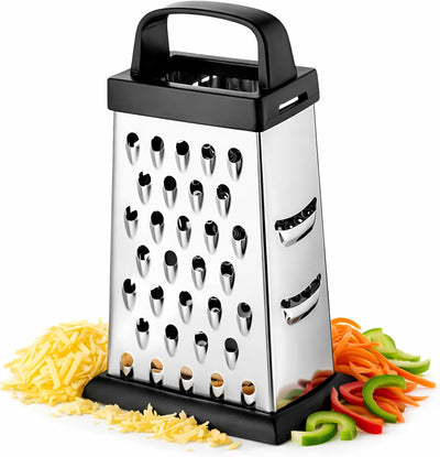 Rallador acero inox 4 lados para queso parmesano y verduras negro