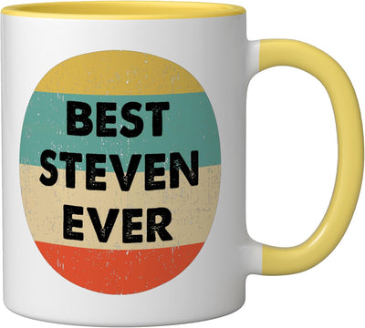 Taza Cerámica Nombre Steven Amarillo/Blanco