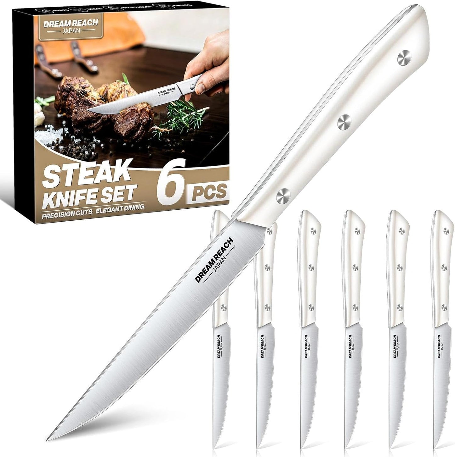 Set 6 Cuchillos Carne Acero Inox Afilados