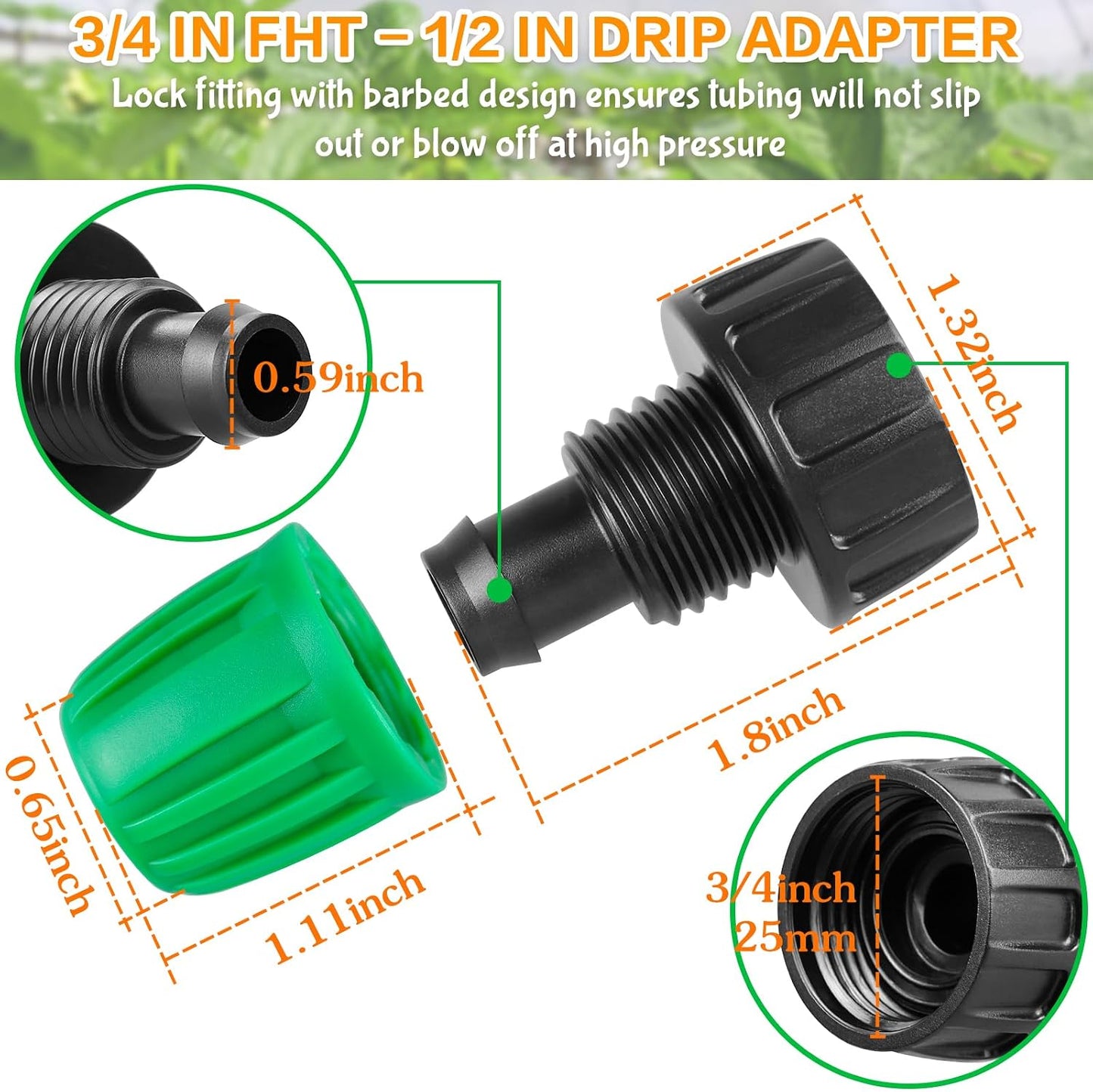 Adaptador tubería goteo 3/4 a 1/2 pulg 8 pzas