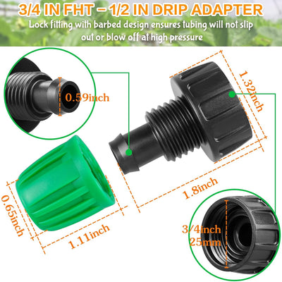 Adaptador tubería goteo 3/4 a 1/2 pulg 8 pzas