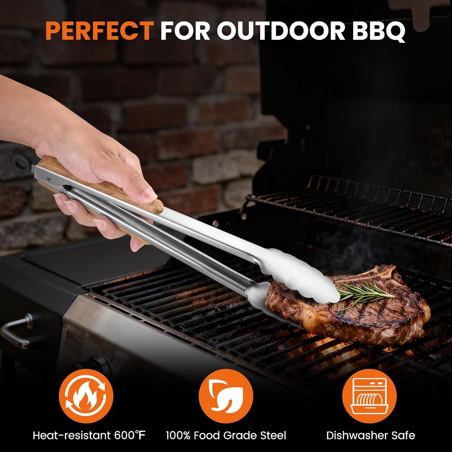 Pinzas acero inox 12pulg asar parrilla barbacoa