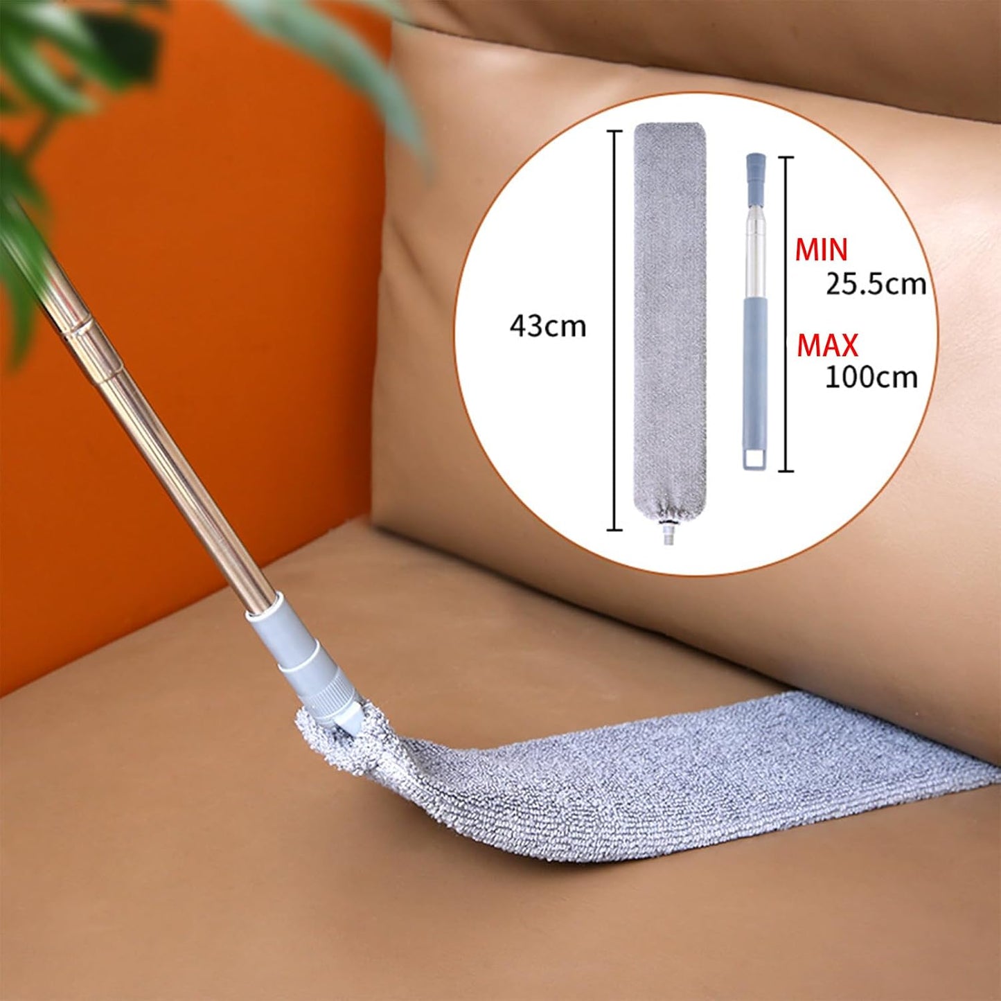 Limpiador polvo retráctil para muebles y electrodomésticos gris